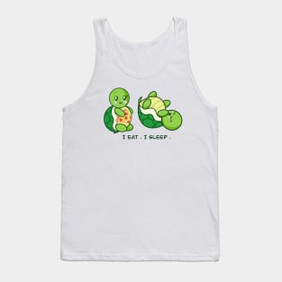 Cute Kawaii turtle who eats and sleeps Tank Top